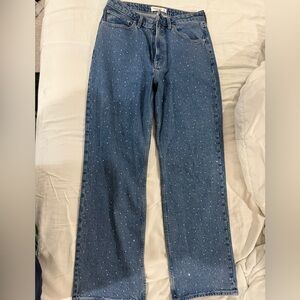 Abercrombie Curve Love Women's Blue Jeans with Rhinestones